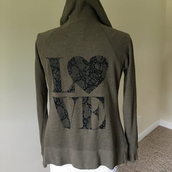Victorias Secret graphic zip green Hoodie - Picture 1 of 5